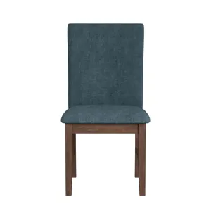 Santa Barbara Dining Side Chair with Denim Blue Fabric in Walnut (2 Per Carton)