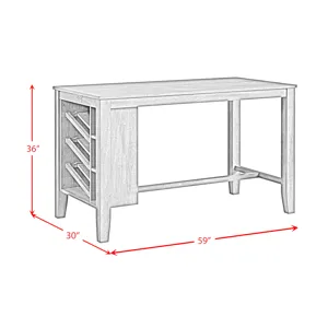 Santa Barbara Kitchen Island & 2 Counter Stools with Dark Grey Fabric in Walnut