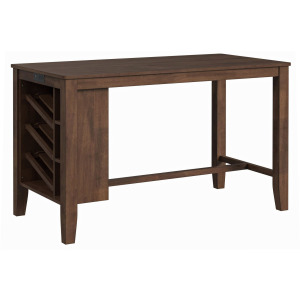 Santa Barbara Kitchen Island & 2 Counter Stools with Dark Grey Fabric in Walnut