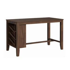 Santa Barbara Kitchen Island & 2 Counter Stools with Dark Grey Fabric in Walnut
