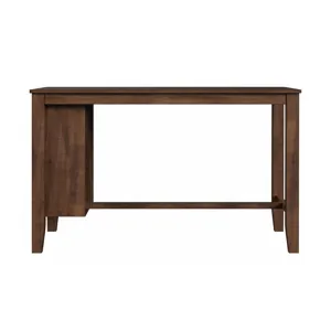 Santa Barbara Kitchen Island & 2 Counter Stools with Dark Grey Fabric in Walnut