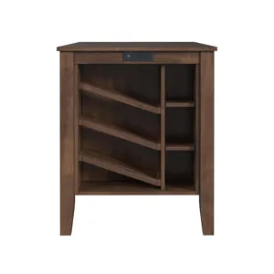 Santa Barbara Kitchen Island & 2 Counter Stools with Dark Grey Fabric in Walnut