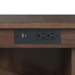 Santa Barbara Kitchen Island & 2 Counter Stools with Dark Grey Fabric in Walnut