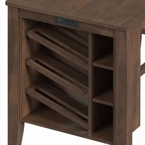 Santa Barbara Kitchen Island & 2 Counter Stools with Dark Grey Fabric in Walnut