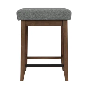 Santa Barbara Kitchen Island & 2 Counter Stools with Dark Grey Fabric in Walnut
