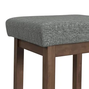 Santa Barbara Kitchen Island & 2 Counter Stools with Dark Grey Fabric in Walnut