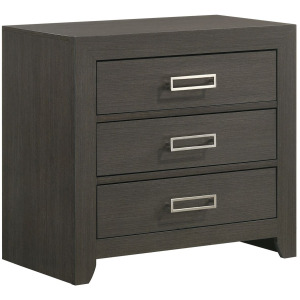 Sasha 3-Drawer Nightstand W/ USB in Grey
