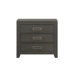 Sasha 3-Drawer Nightstand W/ USB in Grey