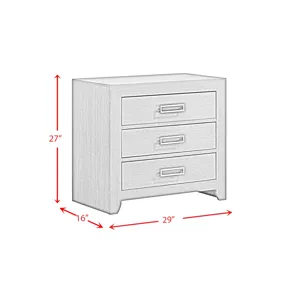 Sasha 3-Drawer Nightstand W/ USB in Grey
