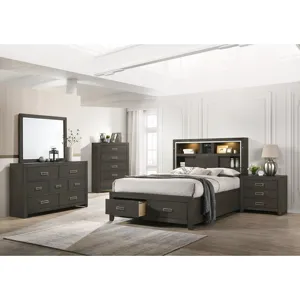 Sasha King Music Bed W/Led Light in Grey