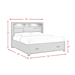 Sasha King Music Bed W/Led Light in Grey