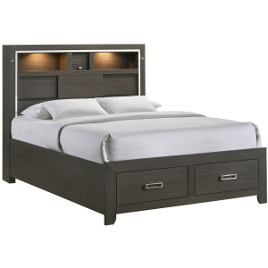Sasha Queen Music Bed W/Led Light in Grey