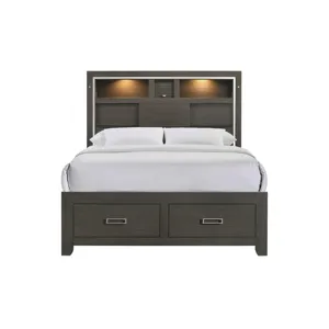 Sasha Queen Music Bed W/Led Light in Grey