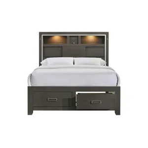 Sasha Queen Music Bed W/Led Light in Grey
