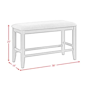 Seneca Counter Bench without Back and with Grey Fabric in Grey