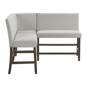 Seneca Counter 3PC Corner Bench with Grey Fabric in Brown