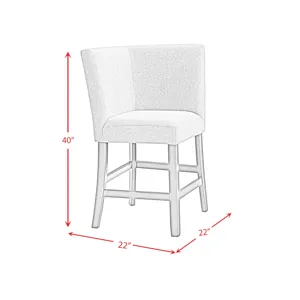 Seneca Counter Corner Bench with Upholstered Back and Grey Fabric in Brown