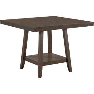 Seneca Square Counter Table with Lazy Susan in Brown