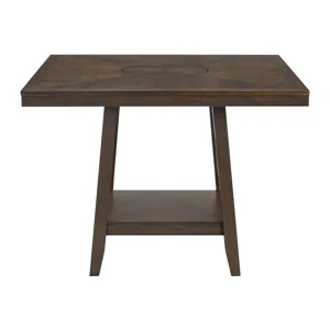 Seneca Square Counter Table with Lazy Susan in Brown