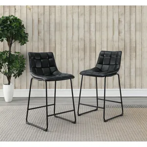 Seth 25\" Distressed Black Counter Stool (2 Per Carton)