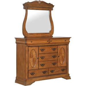 (B4850-11) Shenandoah- 7 Drawer Dresser & Mirror Set- Classic Oak