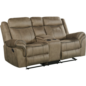 Sorrento Motion Loveseat with Console in T101 Brown