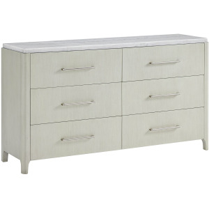 South Beach 6-Drawer Dresser with White Marble Top in Almond White