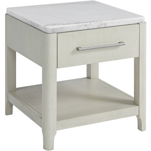 South Beach End Table with White Marble Top in Almond White
