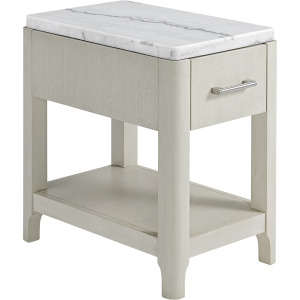 South Beach Side Table with White Marble Top in Almond White