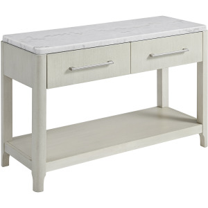 South Beach Sofa Table with White Marble Top in Almond White