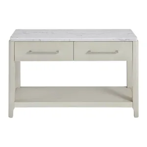 South Beach Sofa Table with White Marble Top in Almond White
