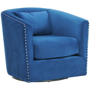 Stanton Swivel Chair in Royale Cobalt W/ Nails - 3A