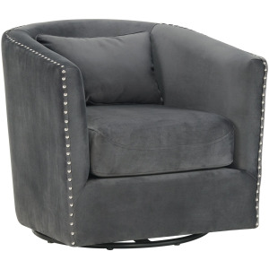 Stanton Swivel Chair in Royale Grey W/ Nails - 3A