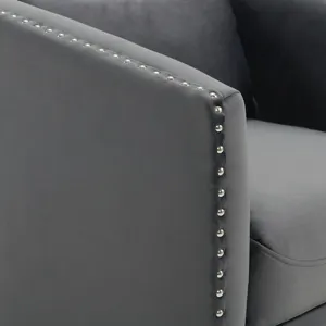 Stanton Swivel Chair in Royale Grey W/ Nails - 3A