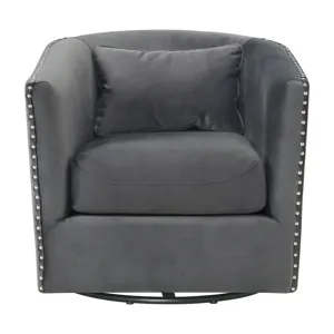 Stanton Swivel Chair in Royale Grey W/ Nails - 3A