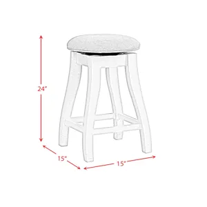 Stone 24\" Counter Stool W/ Swivel w/Fabric Seat in White (2 Per Carton)
