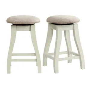 Stone 24\" Counter Stool W/ Swivel w/Fabric Seat in White (2 Per Carton)