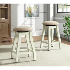 Stone 24\" Counter Stool W/ Swivel w/Fabric Seat in White (2 Per Carton)