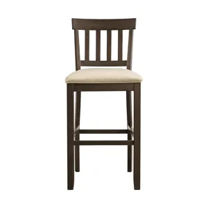 Stone 30\" Bar Slat Back Stool w/Fabric Seat Charcoal (2 Per Carton)