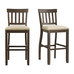 Stone 30\" Bar Slat Back Stool w/Fabric Seat Charcoal (2 Per Carton)