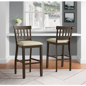 Stone 30\" Bar Slat Back Stool w/Fabric Seat Charcoal (2 Per Carton)