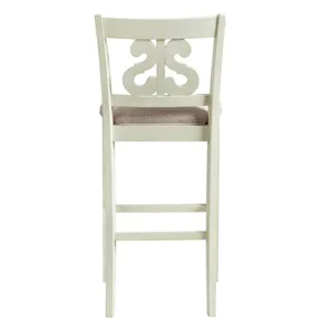 Stone 30\" Bar Scroll Back Stool w/Fabric Seat in White (2 Per Carton)