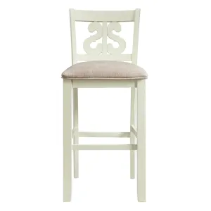 Stone 30\" Bar Scroll Back Stool w/Fabric Seat in White (2 Per Carton)