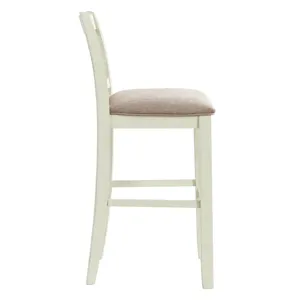 Stone 30\" Bar Scroll Back Stool w/Fabric Seat in White (2 Per Carton)