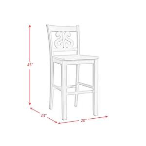 Stone 30\" Bar Scroll Back Stool w/ Wood Seat in White (2 Per Carton)