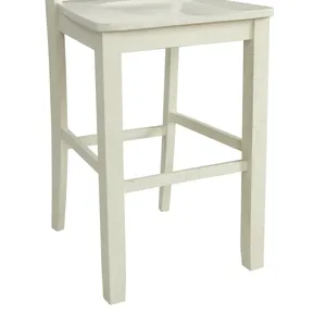 Stone 30\" Bar Scroll Back Stool w/ Wood Seat in White (2 Per Carton)