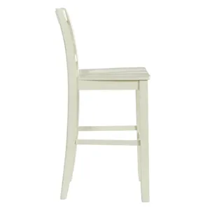 Stone 30\" Bar Scroll Back Stool w/ Wood Seat in White (2 Per Carton)