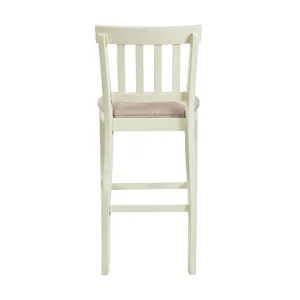Stone 30\" Bar Slat Back Stool w/Fabric Seat in White (2 Per Carton)