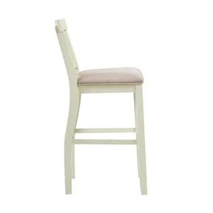 Stone 30\" Bar Slat Back Stool w/Fabric Seat in White (2 Per Carton)
