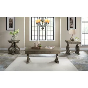 Stone Occasional Round Side Table With Pu Base Gray Finish